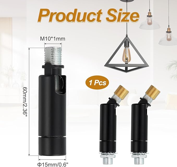 MECCANIXITY Sloped Ceiling Adapter, 90/345 Degree 60x15mm M10 Fine Thread Sloped Ceiling Light Fixture Adapter Kit for Ceiling Pendant Light Chandelier Track Suspend(Black)