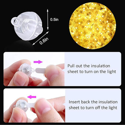 ZGWJ 50PCs Wram White Balloon Lights Mini, Battery Powered, Long Standby Time Waterproof Tiny Led Round Light for Paper Lantern Balloon Party Easter Eggs Wedding Christmas Halloween Decorations