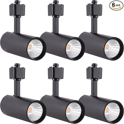 mirrea 16.5W Dimmable LED Track Lighting Heads Compatible with Single Circuit H Type Rail Ceiling Spotlight 90 CRI 24° Black Finish Pack of 6 (3000K Warm White)
