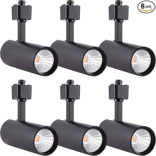 mirrea 16.5W Dimmable LED Track Lighting Heads Compatible with Single Circuit H Type Rail Ceiling Spotlight 90 CRI 24° Black Finish Pack of 6 (3000K Warm White)