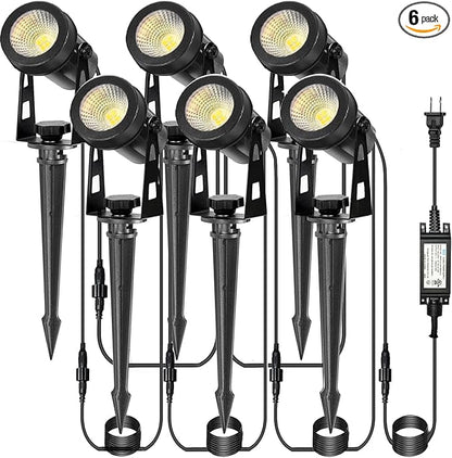 CPLIRIS Outdoor Landscape Lighting, LED Spot Lights Kit for Garden, Yard, House, Lawn, Tree, Flags, Fence Use, Warm White 2700k-3300k, IP67 Waterproof & Connectable - 6 Pack