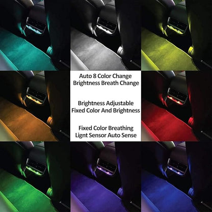 AOZITA Mini USB Type C LED RGB Light Brightness Adjustable 8 Color Changeable for Car, Laptop, Keyboard. Atmosphere Smart Type-C Night Lamp for Home Decoration (Quantity: 2)