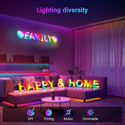 Light Up Letters Marquee Letter - Music Sync RGB Color Changing LED Lights Letter Logo Game Lights for Girls Women Party Birthday Christmas Valentine's Day Wall Desktop Decoration (MRGB-L)