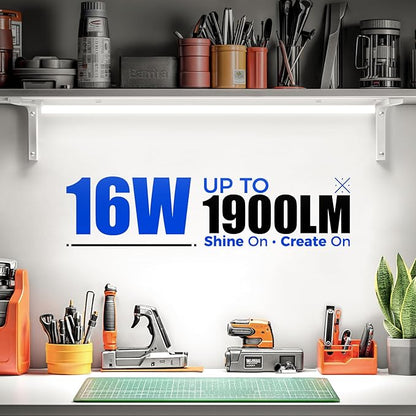Barrina T5 3FT LED Shop Light, 1900lm, 5000K Daylight White, 16W Utility Light Fixture, Commercial Bay Light for Workshop Garage, Corded Electric with ON/Off Switch, 6 Packs