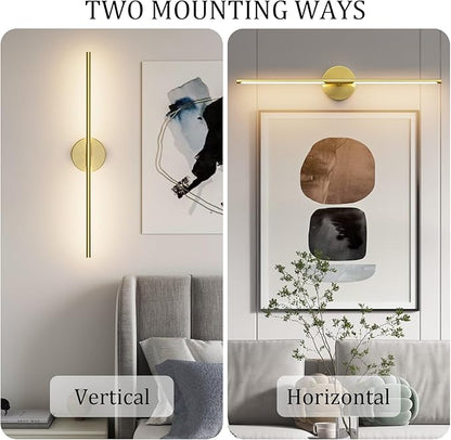 28In Gold Bathroom Vanity Light Fixtures Over Mirror Hardwired ED 360° Rotatable Modern Bathroom Sconces 3000K Warm Light