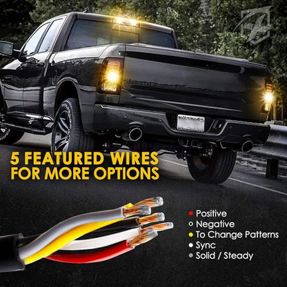 Xprite Hideaway Strobe Lights White Amber LED Strobe Light Kit with 14 Flash Patterns Grill Strobe Lights for Trucks Surface Mount Headlight Taillight Emergency Warning for Work and Tow Vehicles -2PCS