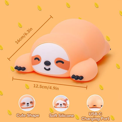 OkiyiD Sloth Night Light, Cute Sloth Gifts, Dimmable Silicone Animal Nursery Lamp, Adorable Rechargeable Squishy Night Light Touch Lamp for Girls Boys Room Decor
