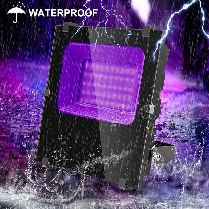 400W Black Lights Outdoor, Commercial High Power LED Black Light Flood Lights with UL Listed Plug 395nm IP66 Waterproof Blacklight FloodLight for Glow Party Large Space, Halloween (2 Pack)