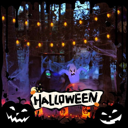Orange LED Outdoor Halloween Lights, 25FT Halloween Decorations with 25 C9 LED Bulbs, Connectable String Light Plug in for Garden Patio Party Haunted House Ghost Holiday Decor