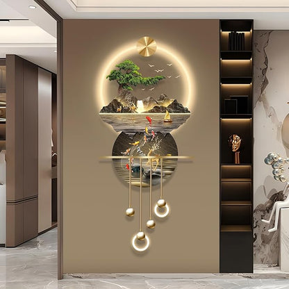LED Light Art Wall Decor, Modern Home Decor Wall Sculpture with Lights, Walls Art Decorations Lamp, Walls Arts Decors Sculptures Large, Plug-in Power Supply, Gold C, 23x53IN