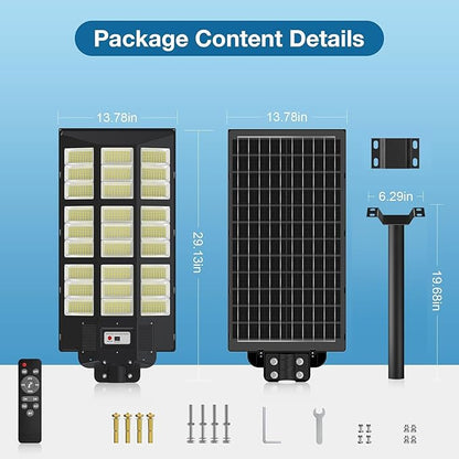 OKPRO 15000W Solar Street Lights Outdoor,Commercial Parking Lot Lights Dusk to Dawn, Waterproof Solar Security Flood Lights with Motion Sensor and Remote for Yard, Highways, Driveway(2 Pack)