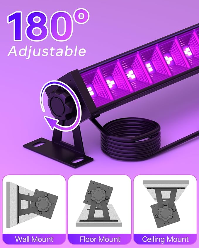 2 Pack LED 42W Black Lights, Blacklight Bars with Plug+Switch+6ft Cord, Light Up 24x24ftx4, Blacklight for Glow Party, Fluorescent Poster, Body Paint, Halloween Decorations, Bedroom, Stage