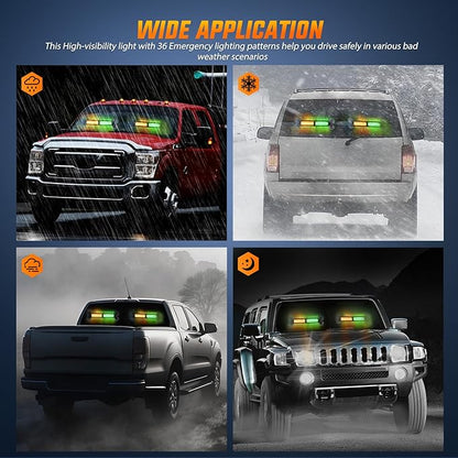Nilight 40LED Amber Green Emergency Strobe Traffic Advisor Light Bar with Suction Cups Dash Safety Warning Hazard Flashing Lights Interior Front/Rear Windshield for Trucks Construction Vehicles