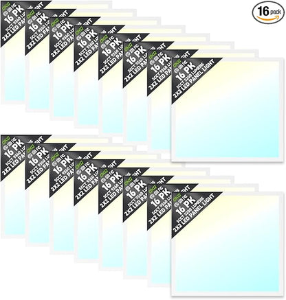 OKQ 2x2 LED Flat Panel Light Drop Ceiling Office Fixture,5 CCT 3000K-6500K Adjustable & 5 Wattage Selectable, 0-10V Dimmable, 2X2 LED Flush Mount Ceiling Light,ETL Listed 16 Pack