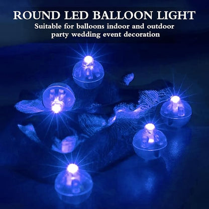 100pcs Balloon Lights,Round LED Ball Lamp for Latex Balloon Paper Lantern Party Wedding Festival Christmas Halloween Decorative，Long Standby Time Waterpro of Mini Light (Blue)