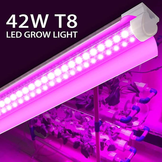 8 Pack LED Grow Light 4FT, Upgrade 336W(8×42W) High Intensity Full Spectrum Indoor Grow Lights with High PPFD Value, T8 Grow Lights for Indoor Plants, Seed Starting, Succulent, Vegetables