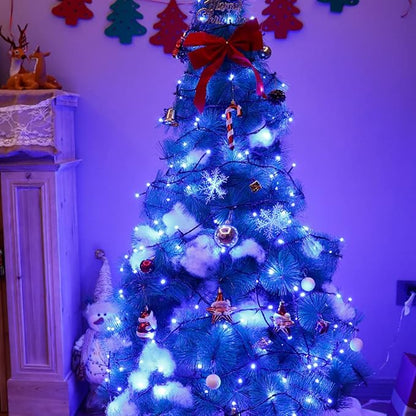 Pooqla Christmas Blue String Lights, 200 LED 66 ft Indoor and Outdoor Lights, 8 Modes Holiday Fairy Light for Xmas Tree Home Yard Patio Wedding Party, Christmas Decoration, Blue