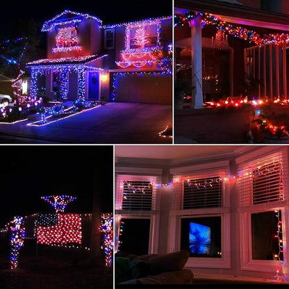 4th of July Decoration Patriotic Mini Lights - 100 Count 20 Feet Red White Blue Incandescent Bulb Waterproof String Lights Plug in for Indoor Outdoor Christmas Party Patio Independence Day Decoration