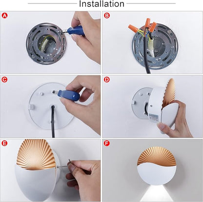 Kawell Modern Creative 12W LED Wall Sconce Waterproof Wall Light Indoor Outdoor Wall Lamp Sunrise Effect Art Deco for Bedroom Living Room Bathroom Cafe Lounge Corridor Stairs,White 6000K