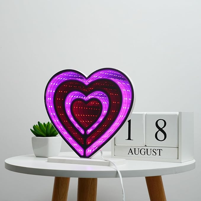 Light Up Your World! Wireless Express Neon Art Signs (5 Unique Styles) - Desktop & Wall Décor. Perfect for Bedrooms, Dorm Rooms, Office (Heart)