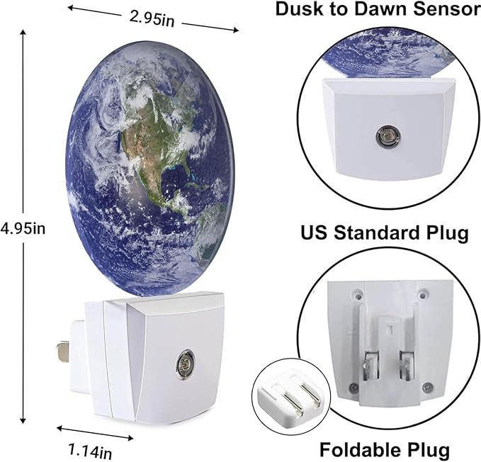 Blue Earth Planet Night Light for Boys Girls Night Lights Plug into Wall for Boys Girls, Plug-in Nightlight 0.5W LED Lighting for Stairway Hallway Bedroom