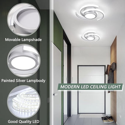 ADISUN LED Modern Ceiling Light,6000K Semi Flush Mount Ceiling Light Fixture, Small Ceiling Lamp for Living Room Bedroom Bathroom Kitchen(D11 in*H2.9 in; 33W)