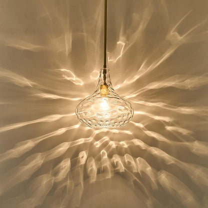 CATINER 11" Clear Glass Pendant Light – Large Hand-Blown Glass Shade with Hammered Texture and Gold Finish, Adjustable Ceiling Hanging Light for Kitchen Island, Dining Room, Hallway, Living Room
