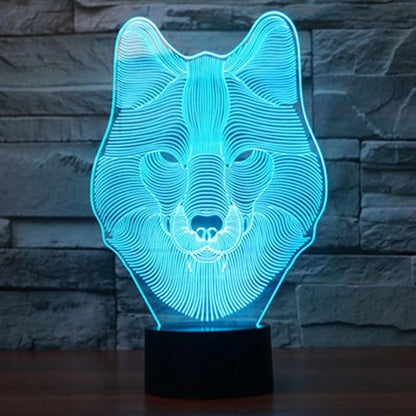 Ticent Animals Wolf 3D Night Light Touch Control Desk Lamps, 7 Color Changing Table Lights with Acrylic Flat, ABS Base & USB Charger