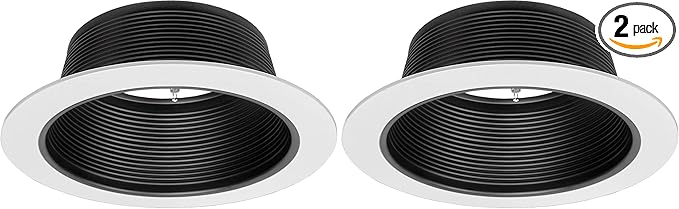 NICOR Lighting 6 inch Single Piece Baffle Trim, White (17503) (Pack of 2)