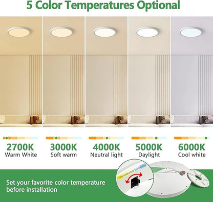 20 Inch Dimmable LED Flush Mount Ceiling Light,40W,4350LM, 2700K/3000K/4000K/5000K/6000K CCT Selectable,Round Flat Panel Light Low Profile Ceiling Light Fitures for Hallway/Kitchen/Bedroom