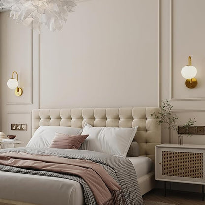 Dimmable E12 Wall Sconces Set of 2,Plug in Wall Sconces with 6.56ft Power Cord,Globe Electric Plug in Wall Sconce,Wall Lights with Milky White Glass Globe Shade(2 Bulbs Included)
