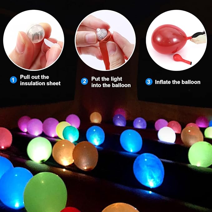 ZGWJ 50PCs Purple Balloon Lights Mini, Battery Powered, Long Standby Time Waterproof Tiny Led Round Flash Light for Paper Lantern Balloon Party Easter Eggs Wedding Christmas Halloween Decorations