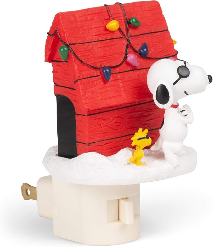 Peanuts 4.25 Inch Tall Snoopy Joe Cool Night Light Christmas Doghouse