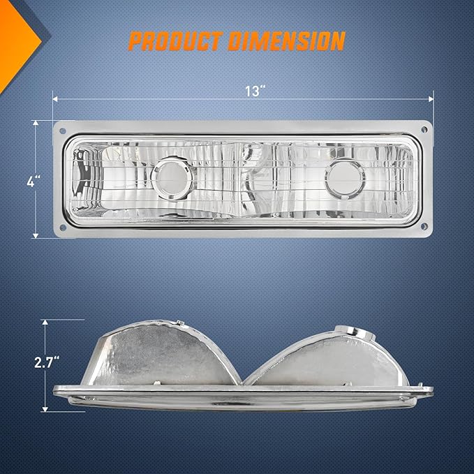 Nilight Parking Turn Signal Light Compatible with 1988 1989 1990 1991 1992 1993 1994 1995 1996 1997 1998 Chevy GMC C10 C/K 1988-1999 Silverado Suburban Sierra Blazer Tahoe Yukon Front Bumper Lights