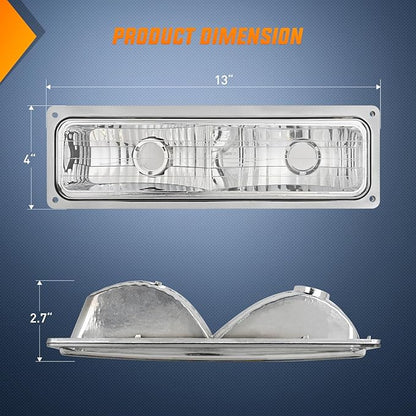 Nilight Parking Turn Signal Light Compatible with 1988 1989 1990 1991 1992 1993 1994 1995 1996 1997 1998 Chevy GMC C10 C/K 1988-1999 Silverado Suburban Sierra Blazer Tahoe Yukon Front Bumper Lights