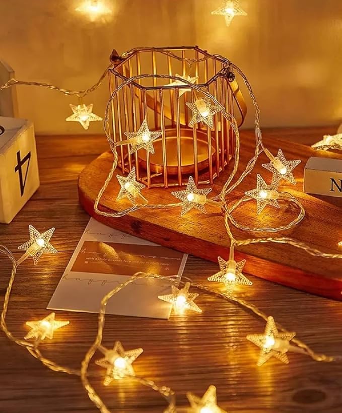 Star Plug in String Lights, 16ft 50 LED Plug in Star Warm White Fairy Lights for Birthday Party Holiday Christmas Home Decoration