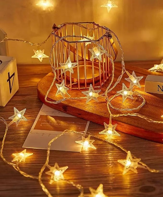 Star Plug in String Lights, 16ft 50 LED Plug in Star Warm White Fairy Lights for Birthday Party Holiday Christmas Home Decoration