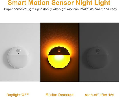 YUNLEX 2 Pack Amber Night Light, Battery Operated Night Light, 2.6" Small Sticky Lights, Dimming, 3 Light Modes, Motion Sensor Lights for Kids, Baby, Sleep, Bedroom, Bathroom, Toilet, Travel, Stairs