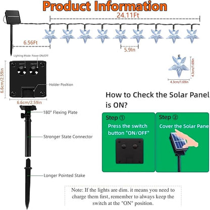 50 LED Solar Star Lights Outdoor, 30.67FT Star Twinkle Lights Outdoor Waterproof with 8 Modes, Solar Powered String Lights, Yard Patio Garden Camping Wedding Party Decor（Cool White）