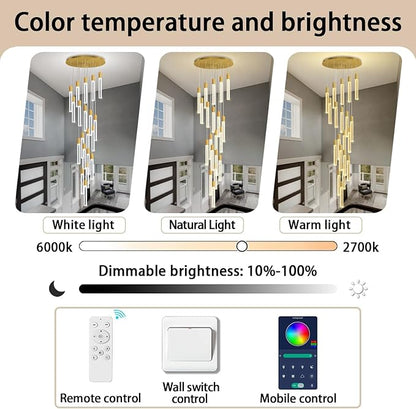 Modern Large Gold Crystal Chandelier Height Adjustable 20-Light High Ceiling Chandelier for Foyer Entryway Front Door Dimmable LED Ceiling Lighting Fixture
