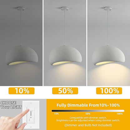 Wabi Sabi Pendant Light Oval, 19.7in Japanese Ceiling Fixture for Dining Room Kitchen Island Hallway Bedroom Restaurant, Adjustable Modern Japandi Hanging Lamp, E26 Base (50cm/19.7in)