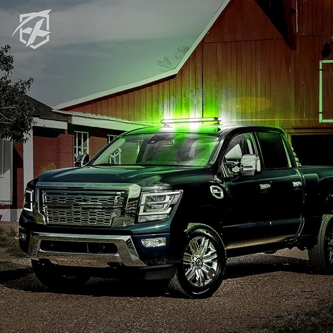 Xprite 26" COB LED Strobe Rooftop Flashing Light Bar, Double Side Hazard Warning Beacon Lights w/Magnetic Mount for Emergency Vehicles Construction Cars Trucks Traffic Security White Green