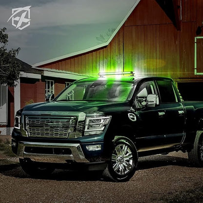 Xprite 26" COB LED Strobe Rooftop Flashing Light Bar, Double Side Hazard Warning Beacon Lights w/Magnetic Mount for Emergency Vehicles Construction Cars Trucks Traffic Security White Green