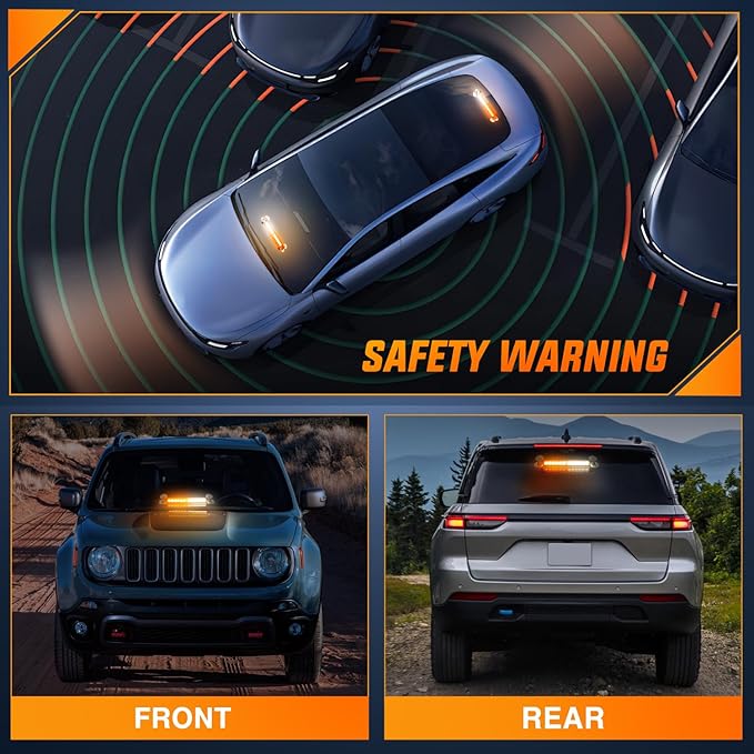 Nilight 12LED Traffic Advisor Strobe Light Bar Amber White Emergency Warning Hazard Safety Dash Front/Rear Windshield Flashing Lights for Cars Trucks Police Firefighter Plow Construction Vehicles