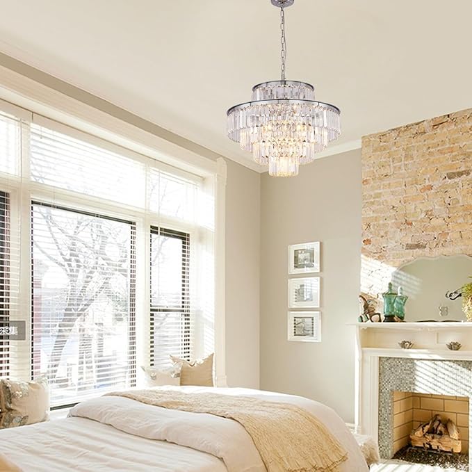 Modern Crystal Chandelier Ceiling Lights Luxury Chandeliers Hanging Raindrop Pendant Light Fixture for Dining Rooms Bedroom Entryway 13-Lights