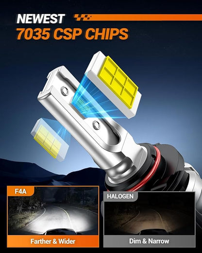 SEALIGHT 9006 LED Fog Light Bulbs, 10000 Lumens HB4 LED Fog Lights 6500K Cool White, 600% Brightness Easy Installation Plug and Play for Vehicles, Pack of 2