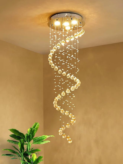AGV LIGHTING Modern Crystal Chandelier, 4-Light Pendant, H50 x D16, White, Indoor, Bedroom, Dining Room, Living Room, Lobby