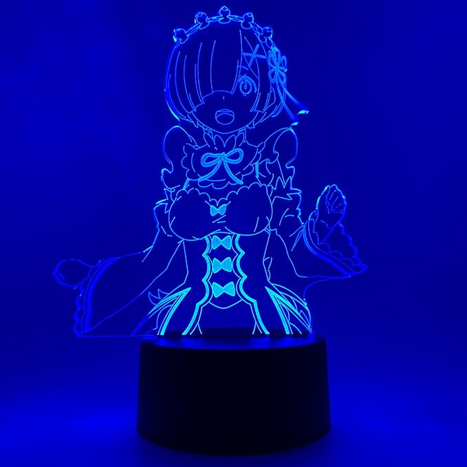 Otaku Lamps Rem - Re:Zero (Starting Life in Another World) – Anime Night Light, 16 Color RGB LED – Gift for Otaku