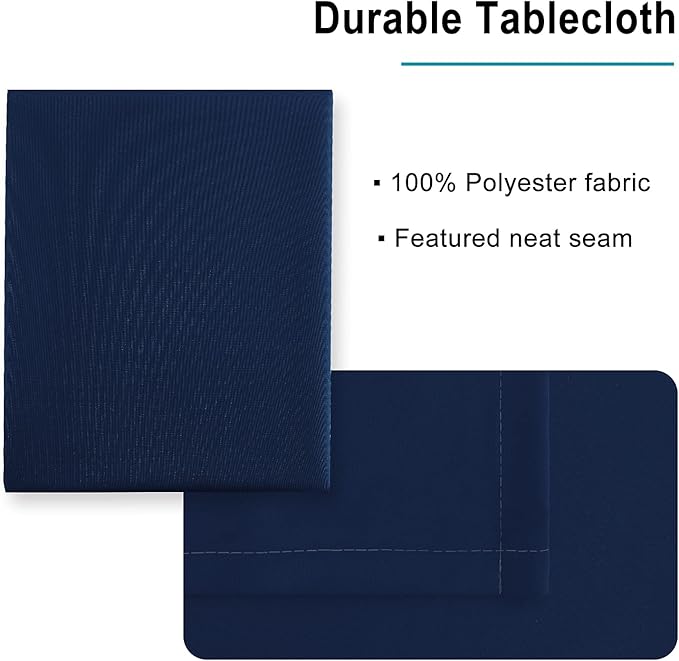 Hiasan Waterproof Tablecloth Rectangle - Washable Fabric Table Cloth for Dining Room Kitchen Birthday Party and Outdoor Use, Navy Blue, 30 x 60 Inch