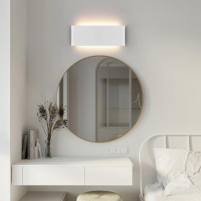 Mille Luckiole 11 Inch Hallway LED Wall Light,Dimmable 3000K-6500K 5 Color Selectable,Modern LED Sconce Wall for Stairwell,Bedroom,and Bathroom Vanity Mirror,15W White 4Pack Up and Down Led Wall Lamp